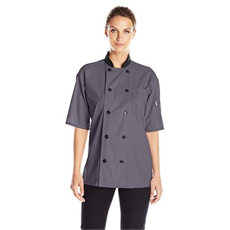 Charlotte Madison Uncommon Threads Womens Havana Chef Coat SS Mesh, Slate - 5XL CH2072784